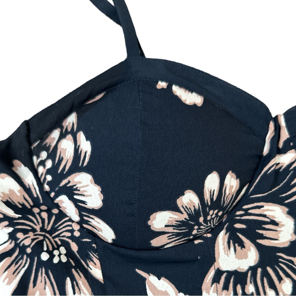 BOG Collective Navy White Floral Bra Top Jumpsuit size S - Picture 4 of 7